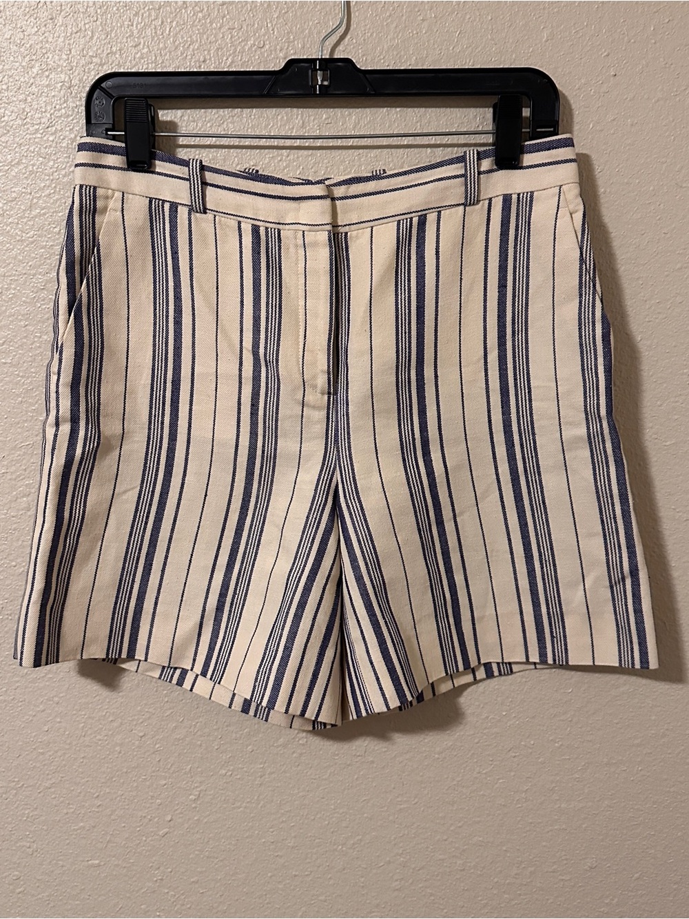 68464 auth LORO PIANA beige blue cotton linen STRIPED BERMUDA Shorts Pants 40 S
